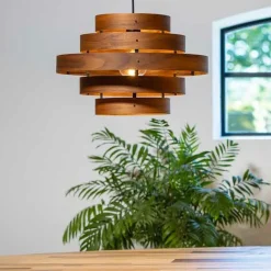 Hanglamp Walnut 6-ringen hout/zwart></noscript>Straluma Online