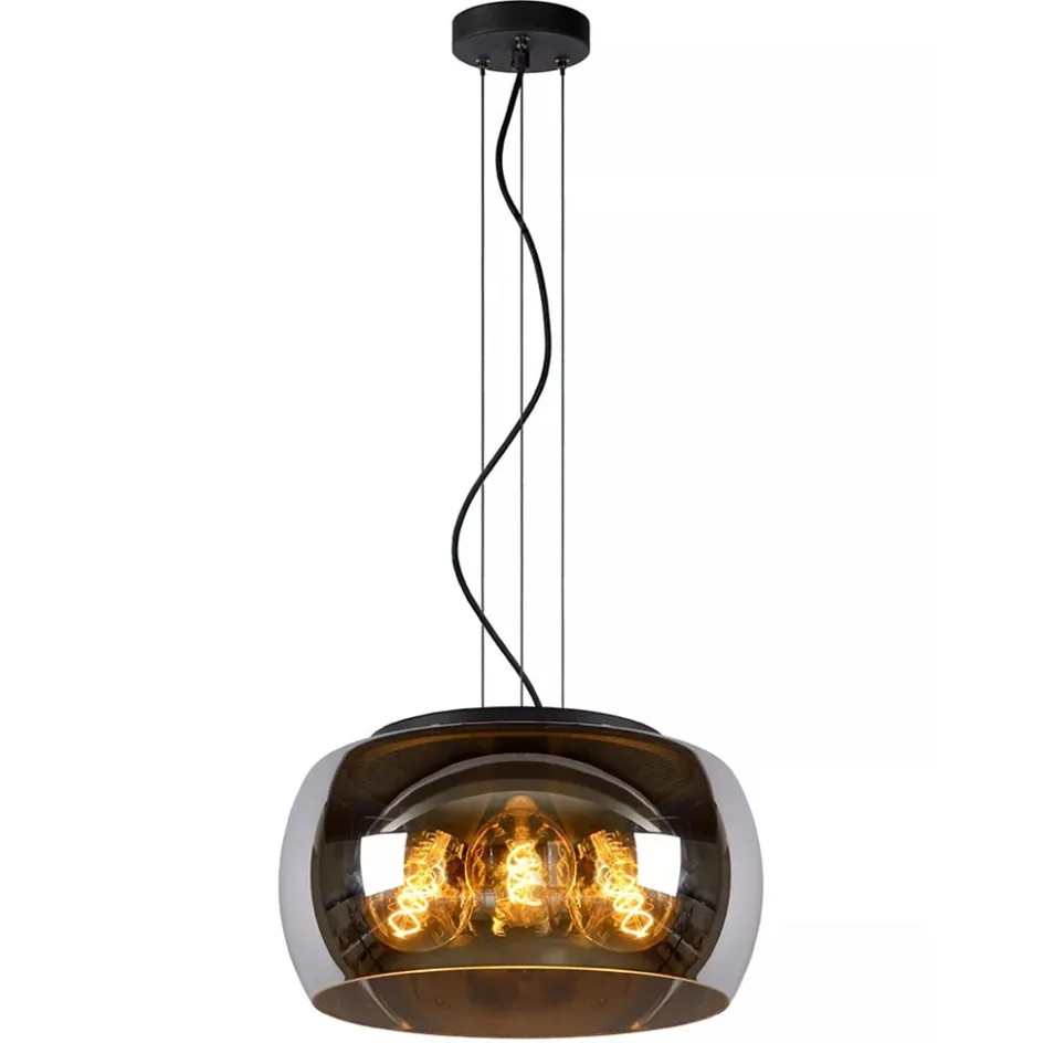 Hanglamp zwart + smoke glas 40cm>Straluma Outlet