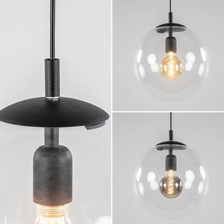Hanglamp zwart met helder glazen bol 30 cm>Straluma Hot