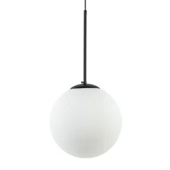 Hanglamp zwart met opaal wit glas 30 cm>Straluma Online