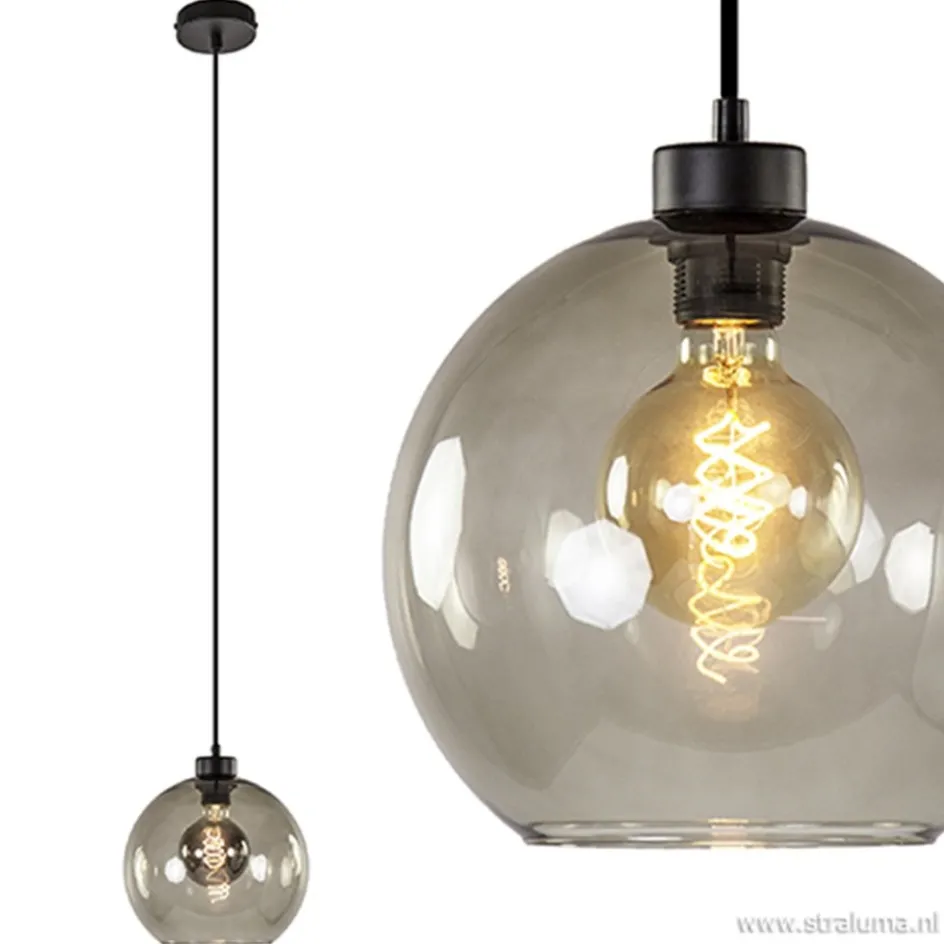 Hanglamp zwart met smoke glas 25cm>Straluma Best