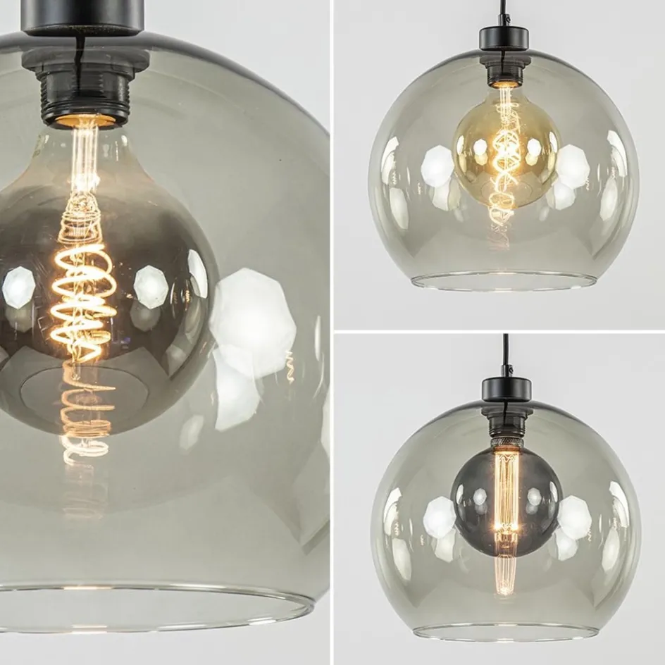 Hanglamp zwart met smoke glas 30cm>Straluma