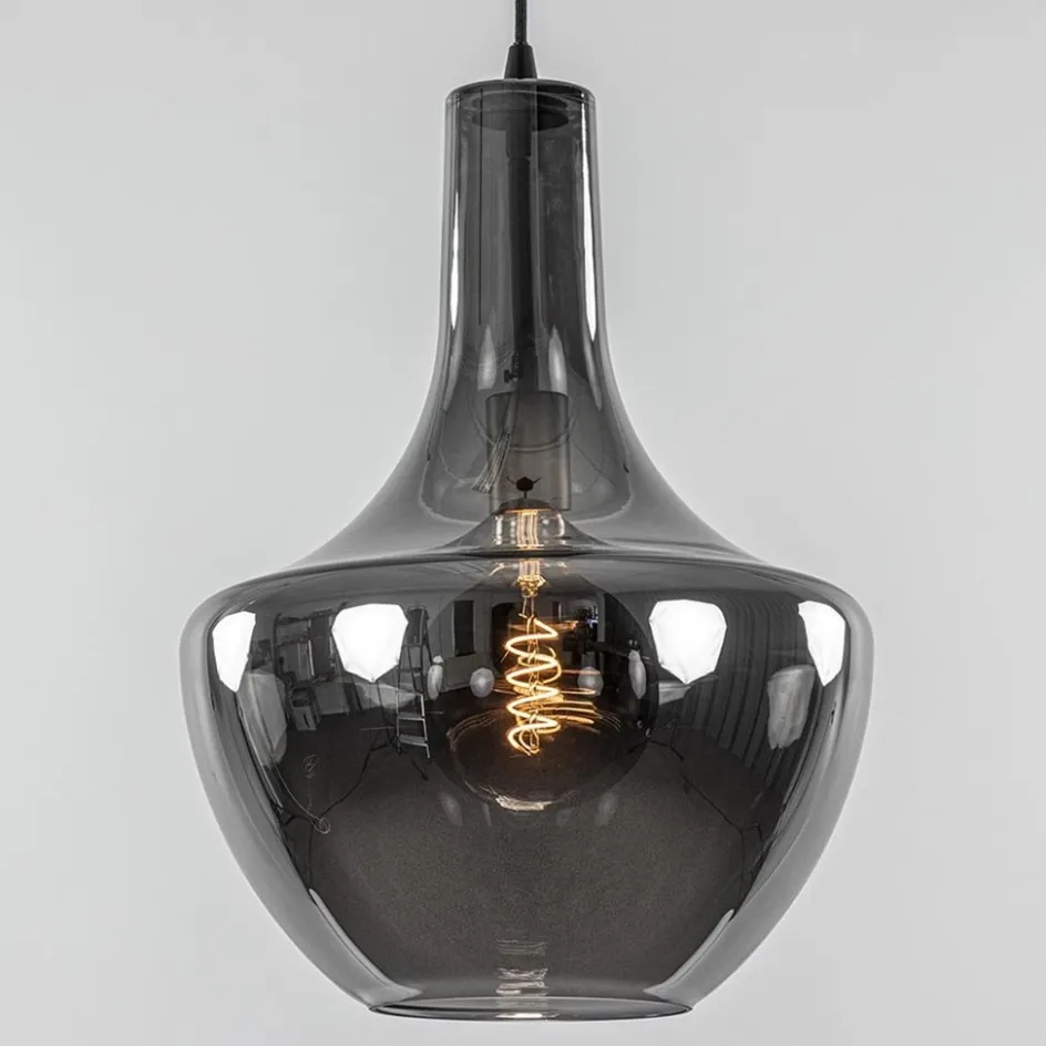 Hanglamp zwart met smoke glazen kap>Straluma Outlet