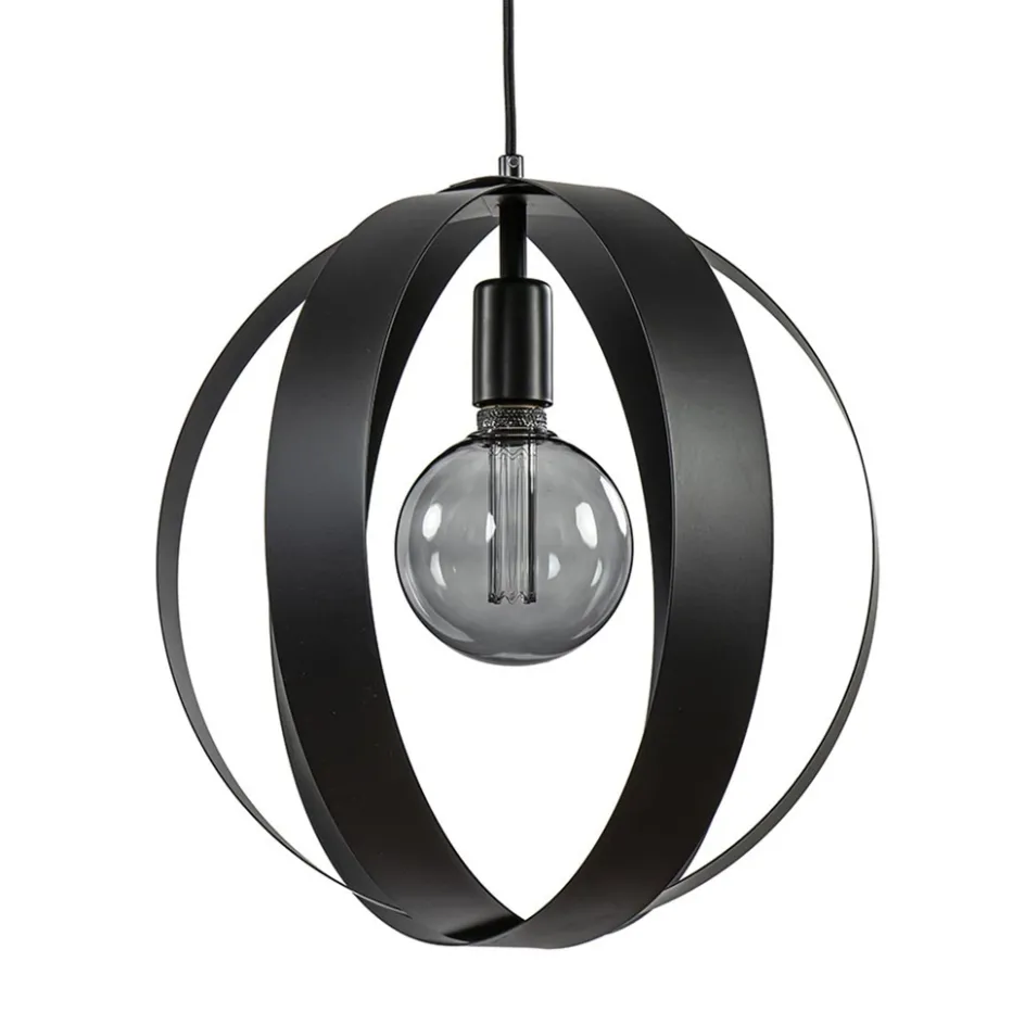 Hanglamp zwart metalen ringen 40 cm>Straluma Sale