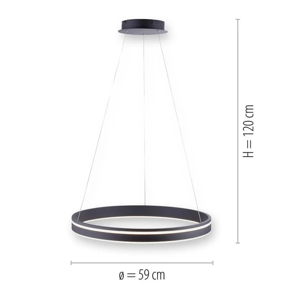 Hanglamp zwart ring 60cm + afst.bed.CCT>Straluma Sale