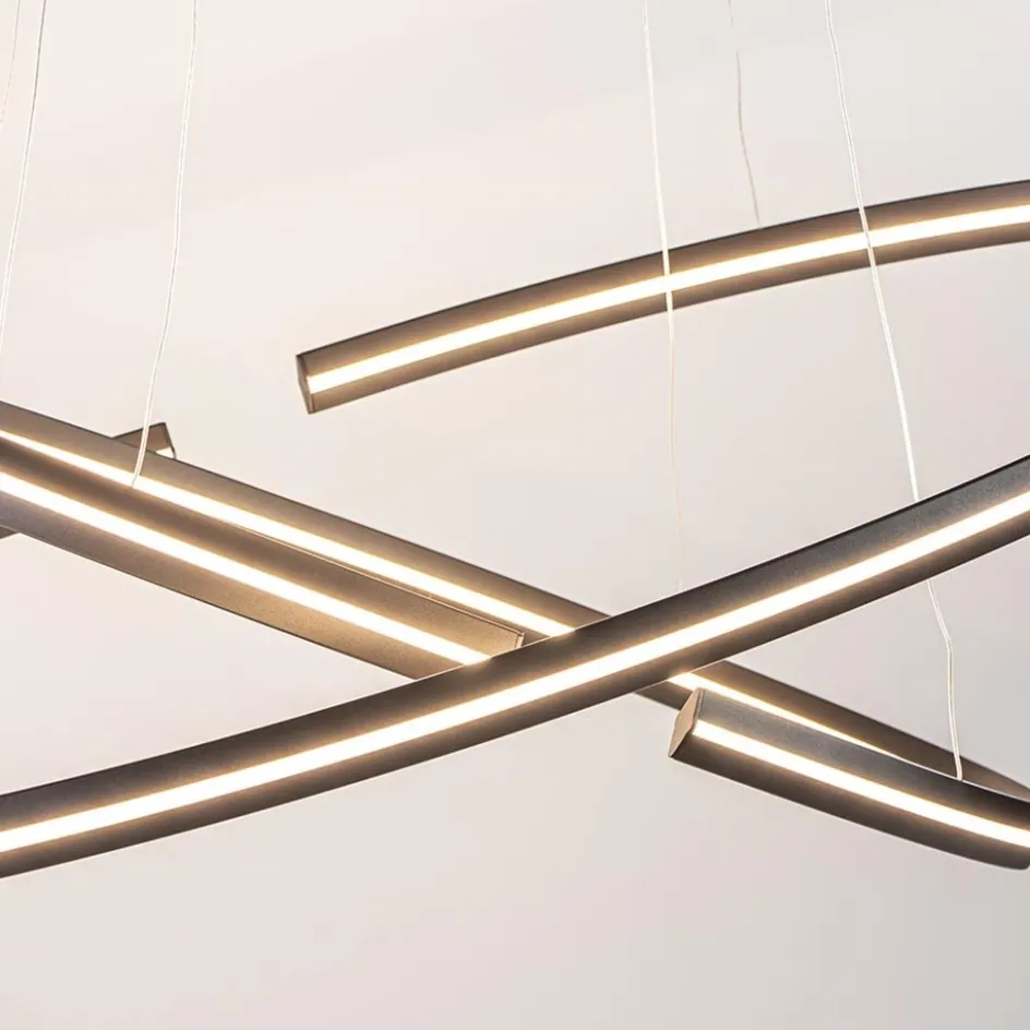 Hanglamp zwart 2x ledband ovaal>Straluma Online