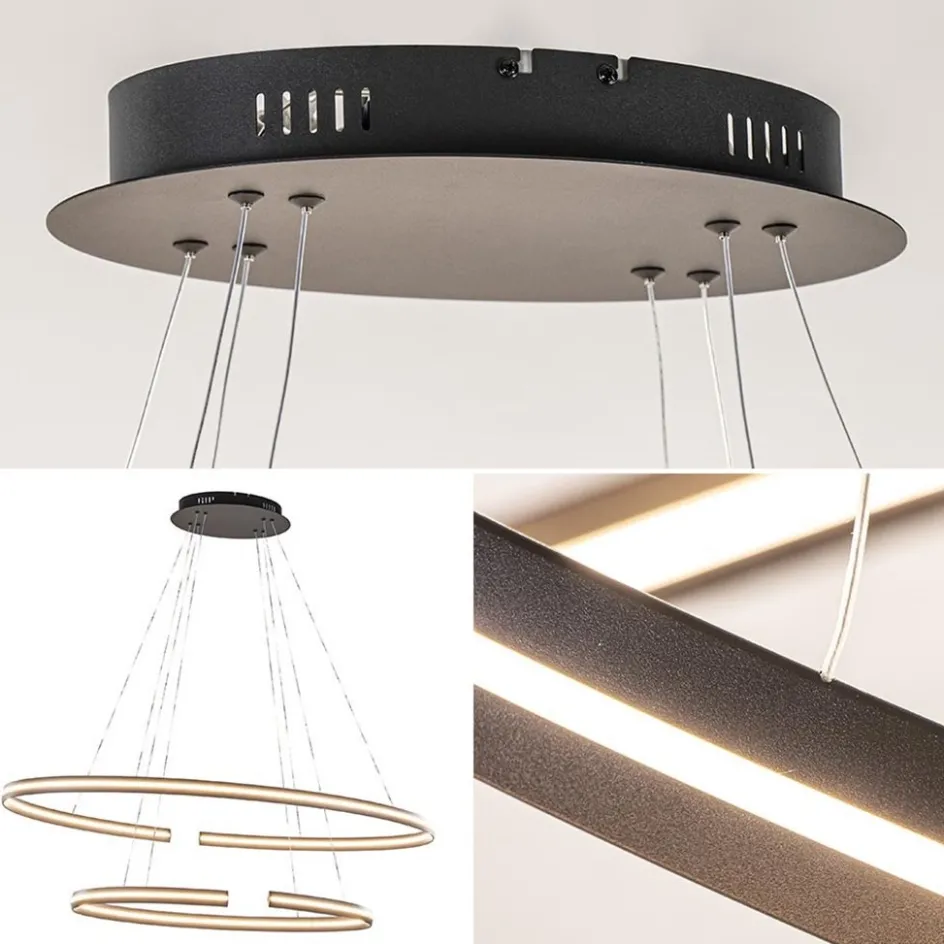 Hanglamp zwart 2x ledband ovaal>Straluma Online