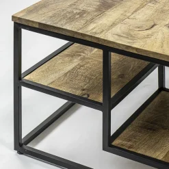 Hoektafel mangohout met zwart frame 70x70x40 cm></noscript>Straluma Clearance