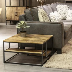 Hoektafel mangohout met zwart frame 70x70x40 cm></noscript>Straluma Clearance