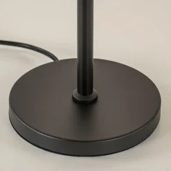 Hoge tafellamp zwart met wit glazen kap><noscript><img width=