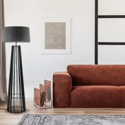 Houten lampvoet mat zwart exclusief kap><noscript><img width=