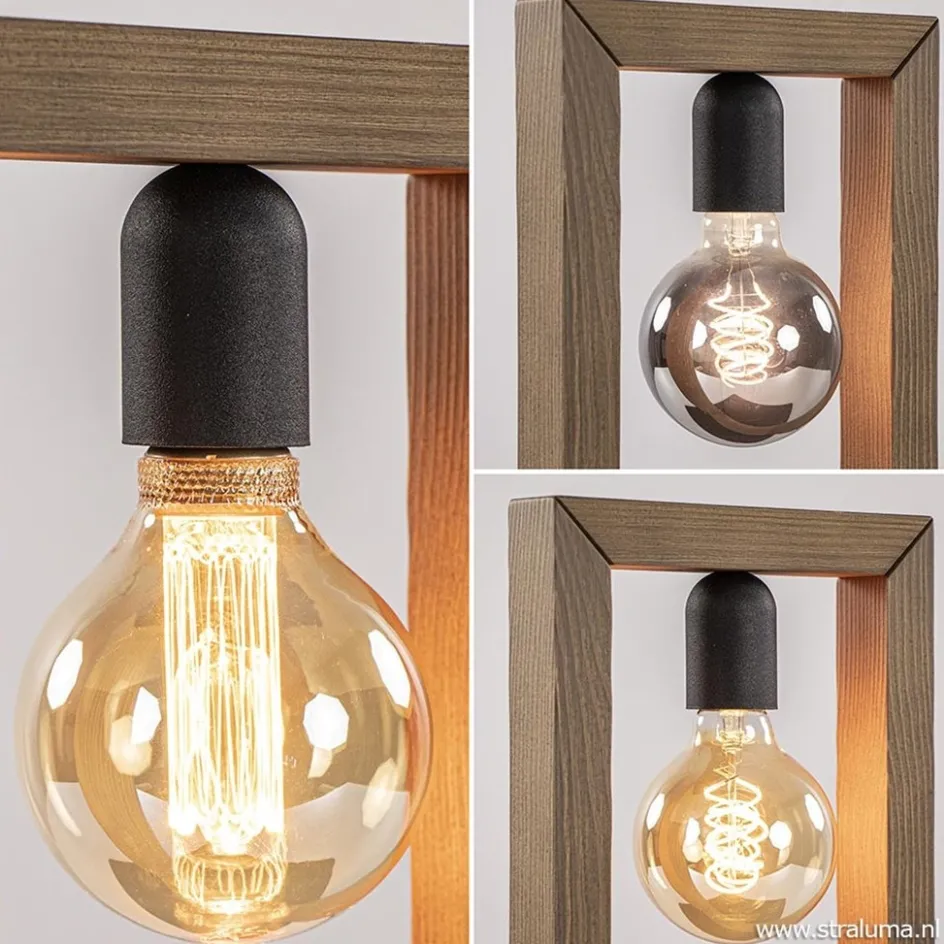 Houten tafellamp frame met zwart>Straluma New