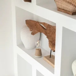 Houten tafellamp met helder glas oplaadbaar/dimbaar></noscript>Straluma Discount