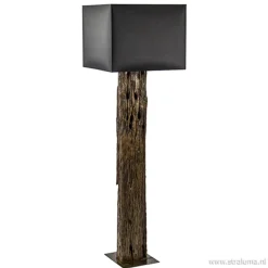 Houten vloerlamp met brons excl. kap>Straluma Outlet