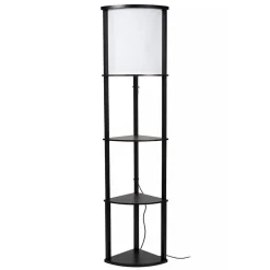 Houten vloerlamp zwart met beige kap>Straluma Best