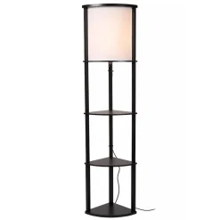 Houten vloerlamp zwart met beige kap>Straluma Best