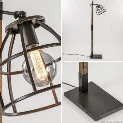 Industrieel landelijke vloerlamp Matrix hout met metalen korf></noscript>Straluma New