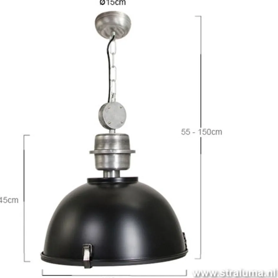 Industriele hanglamp zwart voor eettafel>Straluma Clearance