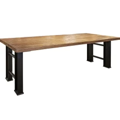 Industriële eettafel rechthoekig blad met metalen poot>Straluma