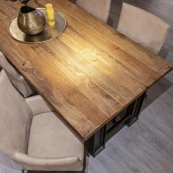 Industriële eettafel rechthoekig blad met metalen poot></noscript>Straluma