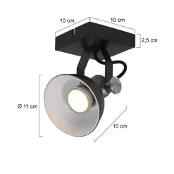 Industriële plafond/wandspot zwart inclusief LED><noscript><img width=