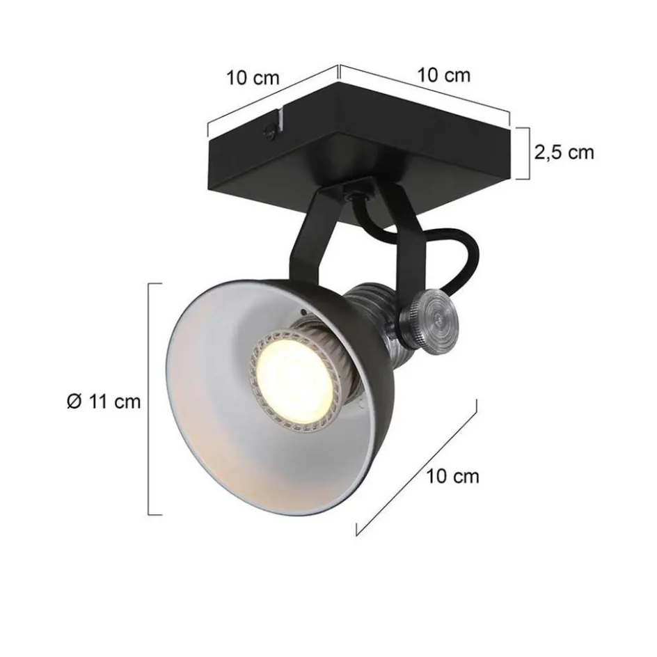 Industriële plafond/wandspot zwart inclusief LED>Straluma Discount