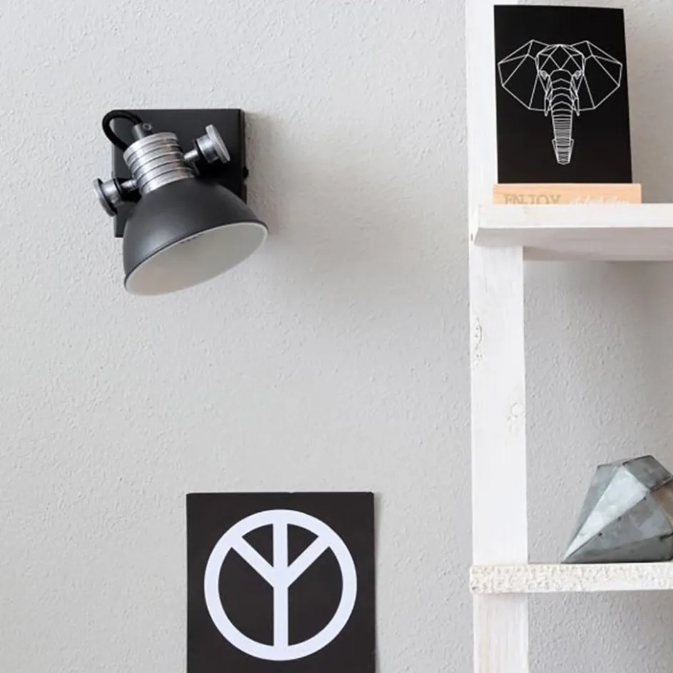 Industriële plafond/wandspot zwart inclusief LED>Straluma Discount