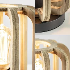 Industriële tafellamp houten kooi met mat zwart></noscript>Straluma