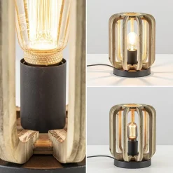 Industriële tafellamp houten kooi met mat zwart></noscript>Straluma