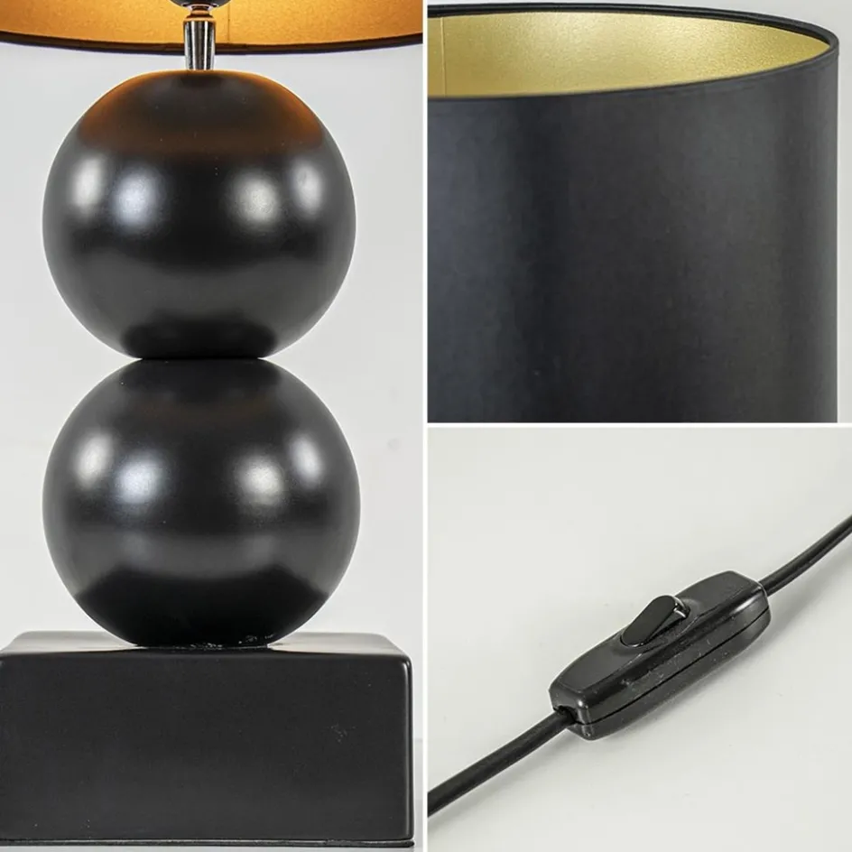 Keramieken tafellamp bollen zwart met kap>Straluma Best