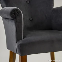 Klassieke armstoel kersenhout in stof><noscript><img width=