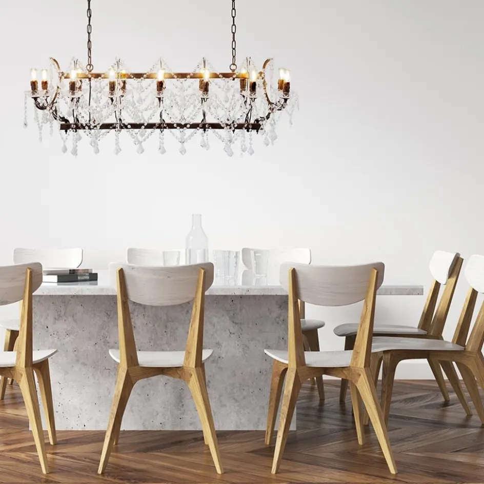 Klassieke eettafelhanglamp met kristal>Straluma Sale