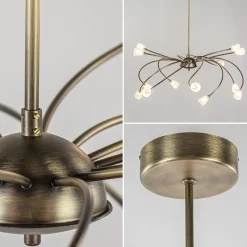 Klassieke eettafelhanglamp brons met wit glas dim to warm><noscript><img width=