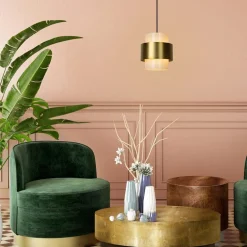 Klassieke hanglamp goud met opaal glazen kap><noscript><img width=