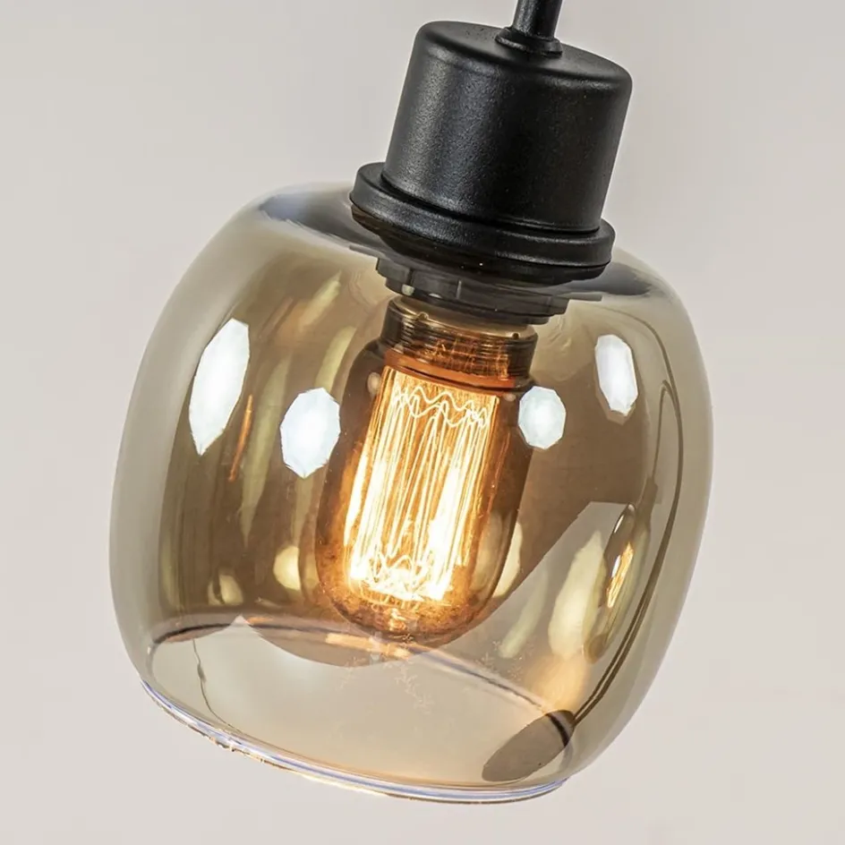 Klassieke 2-lichts tafellamp zwart met smoke glas>Straluma New