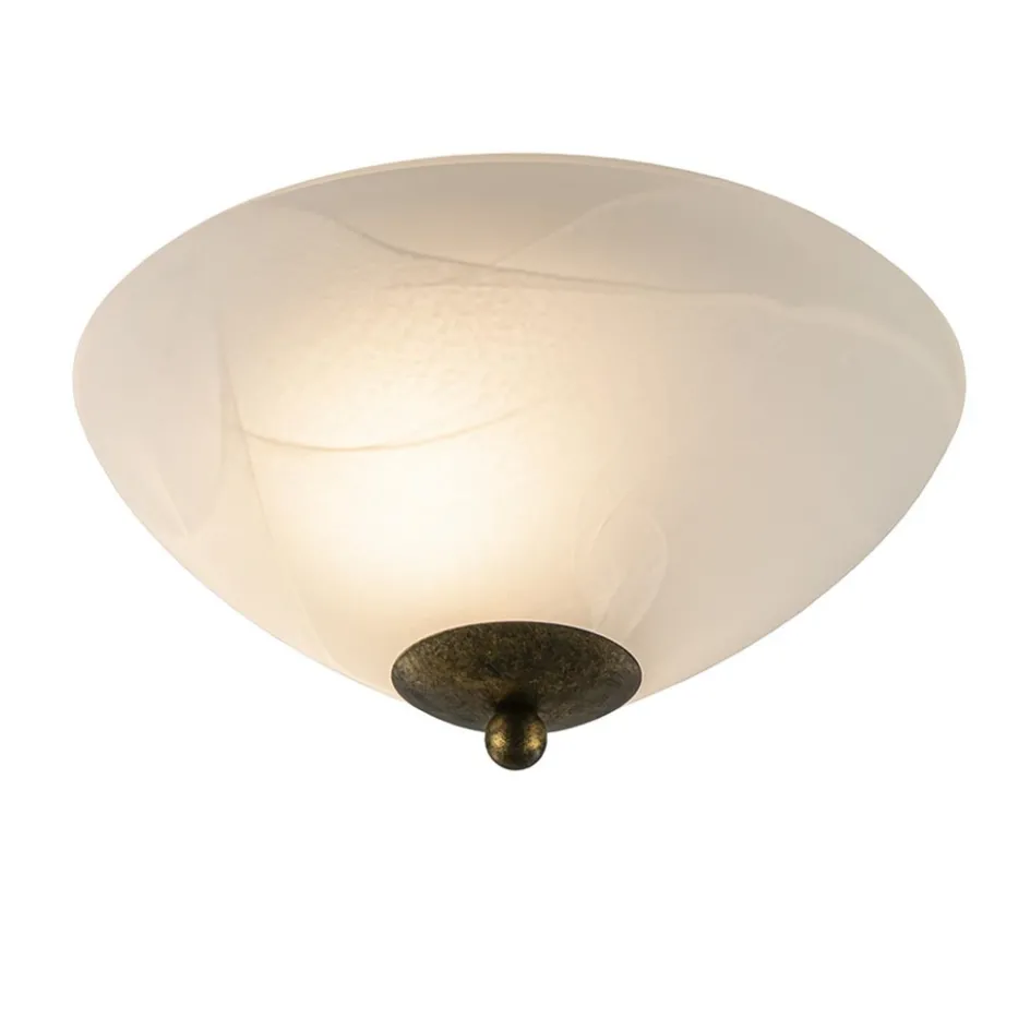 Klassieke plafondlamp gevlamd glas met brons 30 cm>Straluma New