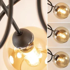 Klassieke plafondlamp 3-lichts met amber glas></noscript>Straluma Discount