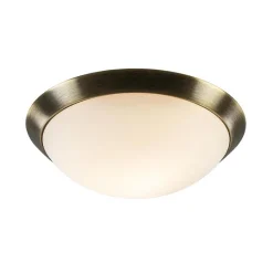 Klassieke plafonnière brons met wit glas 30 cm>Straluma Outlet