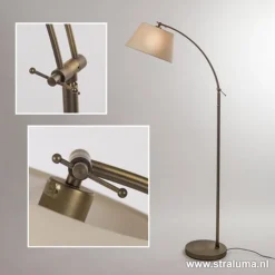 Klassieke vloerlamp brons met creme kap><noscript><img width=