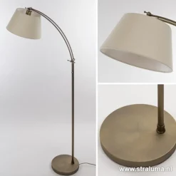 Klassieke vloerlamp brons met creme kap><noscript><img width=