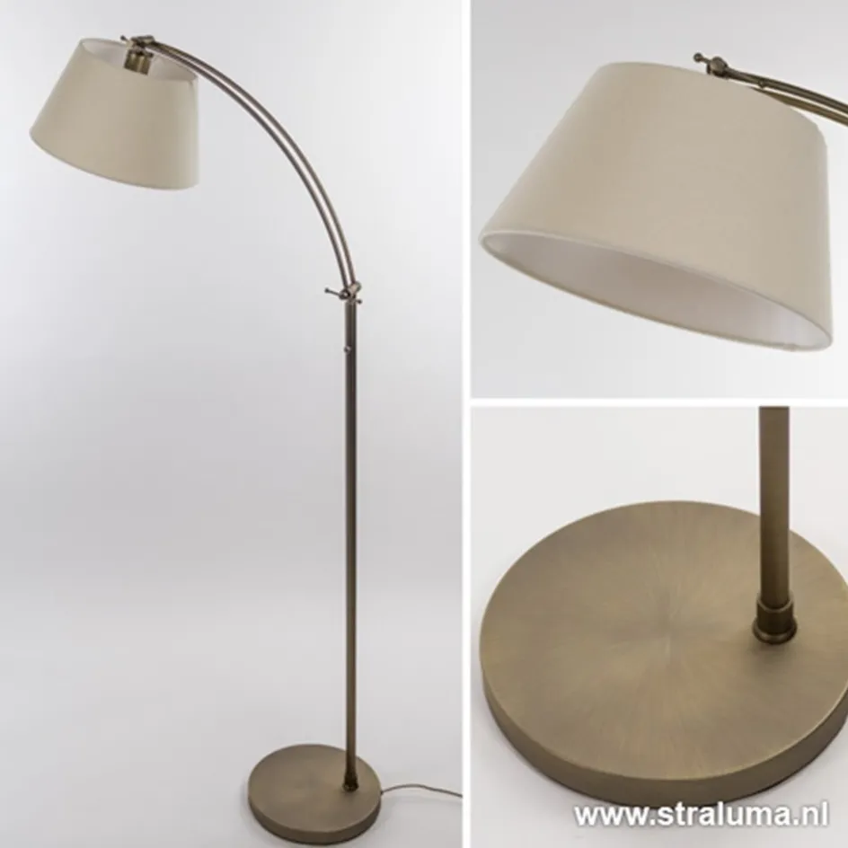 Klassieke vloerlamp brons met creme kap>Straluma Outlet