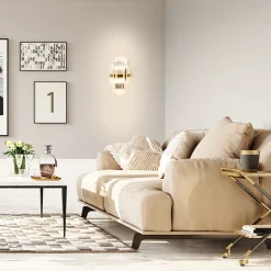 Klassieke wandlamp brushed brass met helder kristal></noscript>Straluma