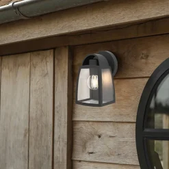 Kleine buitenlamp lantaarn wand mat zwart><noscript><img width=