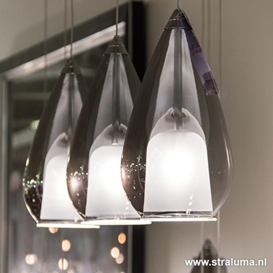 Kleine eettafel hanglamp glas 'Smoke'>Straluma Clearance