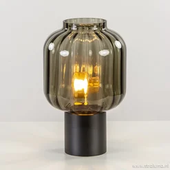 Kleine glazen tafellamp grijs/zwart>Straluma