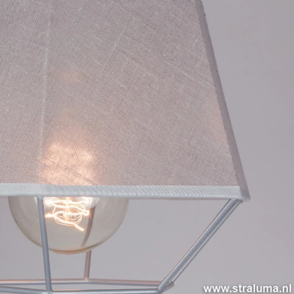 Kleine grijze hanglamp draad met stof>Straluma Best