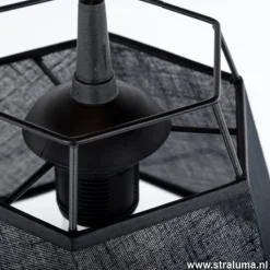 Kleine hanglamp draad zwart met stof><noscript><img width=