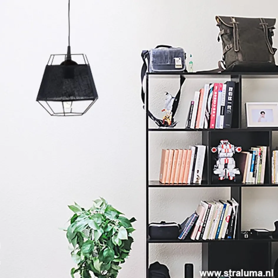 Kleine hanglamp draad zwart met stof>Straluma Outlet