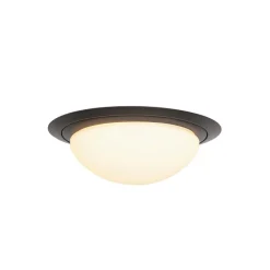 Kleine LED plafondlamp zwart met wit glas IP44>Straluma Discount
