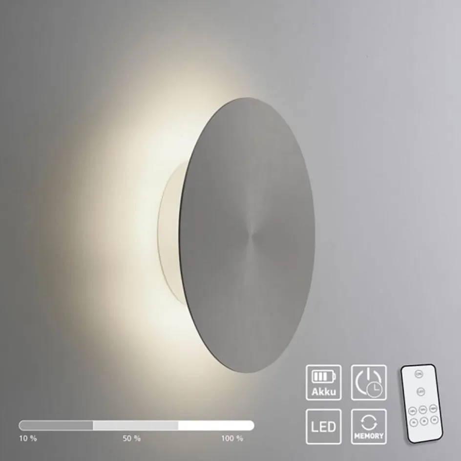Kleine LED wandlamp op accu grijs>Straluma Discount